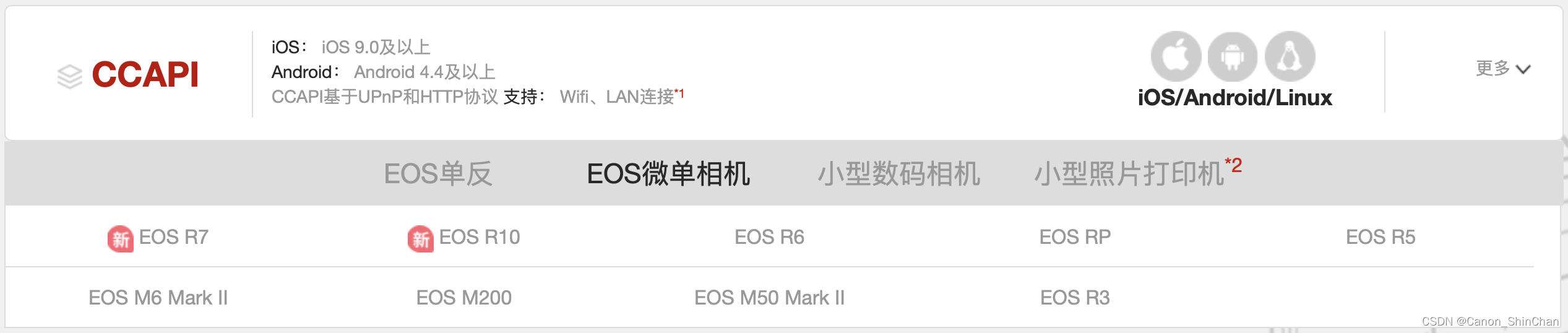 【FAQ】CCAPI兼容EOS相机列表（2022年8月 更新）