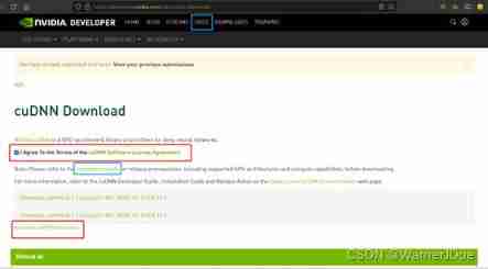  Official website cuDNN Download Interface 