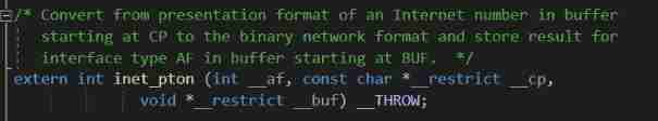 socket inet_ pton() inet_ Ntop() function (a new network address translation function, which converts the expression format and numerical format to each other. The old ones are inet_aton(), INET_ ntoa