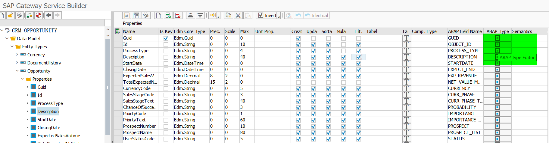 ABAP editor in SAP segw transaction code