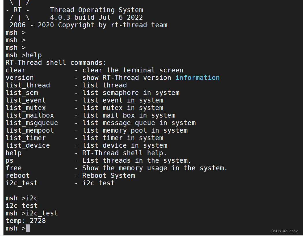 RT thread I2C tutorial