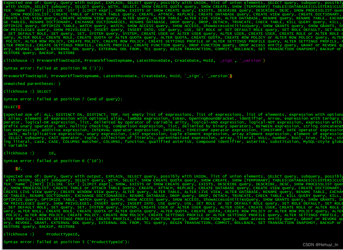 Clickhouse copy paste multi line SQL statement error