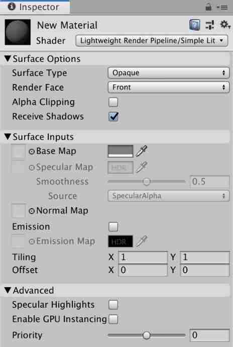 URP - shaders and materials - simple lit