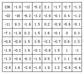  Image block passing DCT Coefficient after transformation 