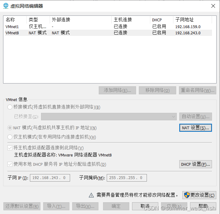 Virtual machine network configuration in VMWare