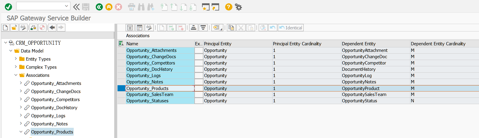 Association modeling method in SAP segw transaction code