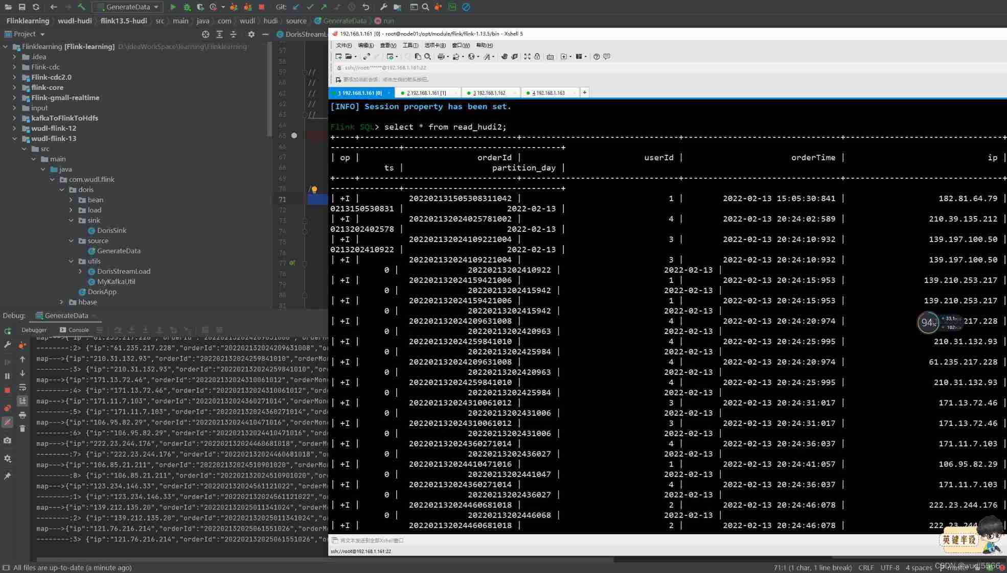 Flink kakfa data read and write to Hudi